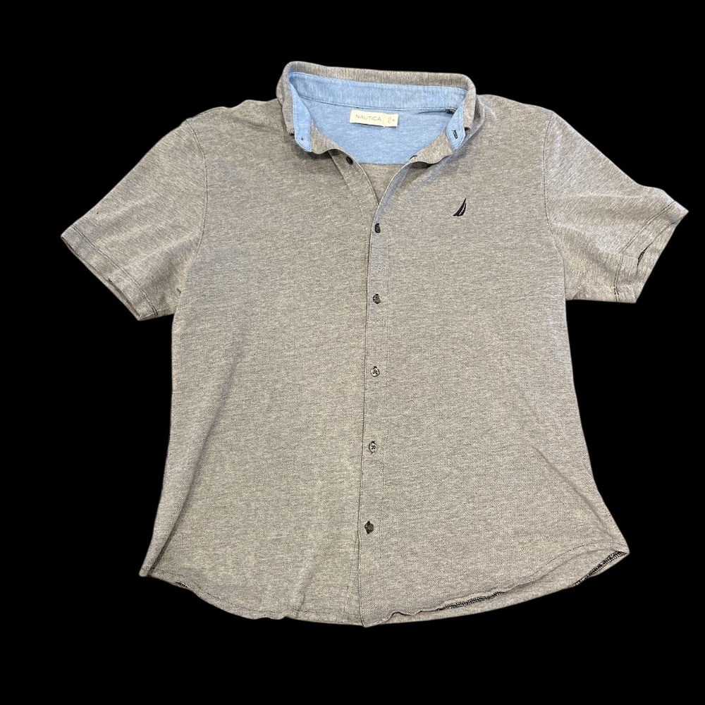 Men’s Nautica Heather Gray Classic Fit Button Down 100% Cotton Polo XXL